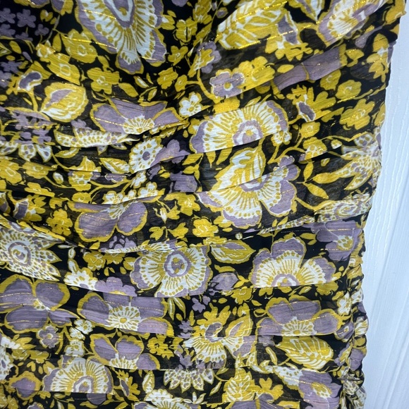 Zara Floral Ruched One Shoulder Mini Dress Cocktail Party Size XSmall NWT - Picture 4 of 7